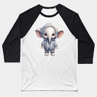 African Elephant Wearing Hoodie Baseball T-Shirt